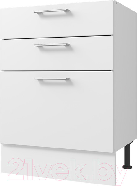 Изображение товара Шкаф-стол кухонный Горизонт Мебель Оптима 60 3 ящика (белый эмалит)