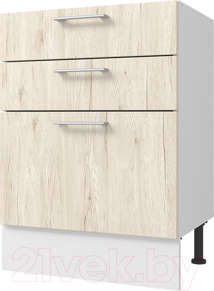 Изображение товара Шкаф-стол кухонный Горизонт Мебель Оптима 60 3 ящика (рустик молочный)