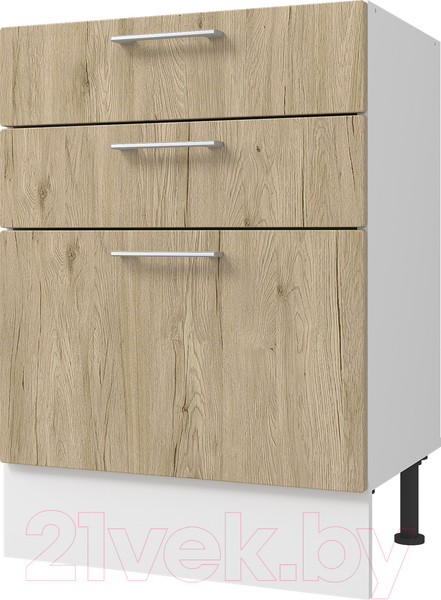 Изображение товара Шкаф-стол кухонный Горизонт Мебель Оптима 60 3 ящика (рустик натур)