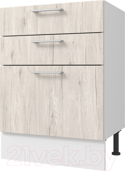 Изображение товара Шкаф-стол кухонный Горизонт Мебель Оптима 60 3 ящика (рустик серый)