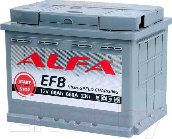 Изображение товара Автомобильный аккумулятор ALFA battery EFB 66 R (66 А/ч)