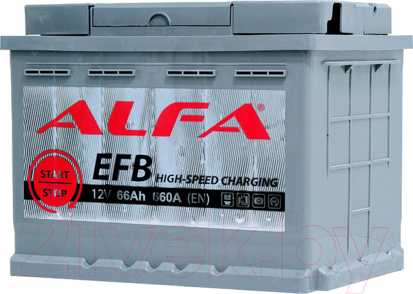 Изображение товара Автомобильный аккумулятор ALFA battery EFB 66 R (66 А/ч)