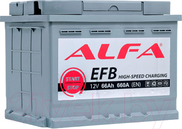 Изображение товара Автомобильный аккумулятор ALFA battery EFB 66 R (66 А/ч)