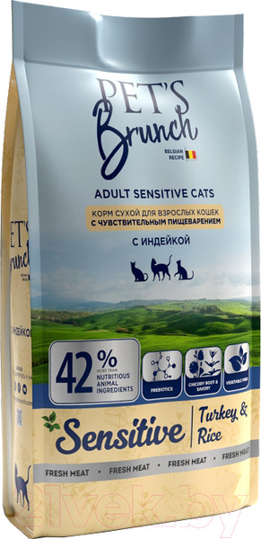 Изображение товара Сухой корм для кошек Pet's Brunch Sensitive Turkey (2кг)