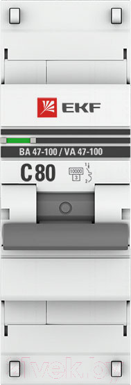 Изображение товара Выключатель автоматический EKF PROxima ВА 47-100 1P 80A (C) 10kA / mcb47100-1-80C-pro