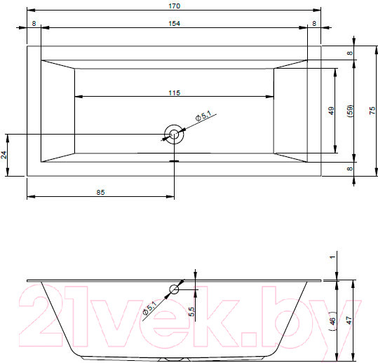 Изображение товара Ванна акриловая Riho Lugo 170 / B132001005