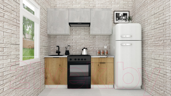 Изображение товара Кухонный гарнитур ВерсоМебель Эко-2 1.8 (бетонный камень/дуб эвок прибрежный/ст.альберика)