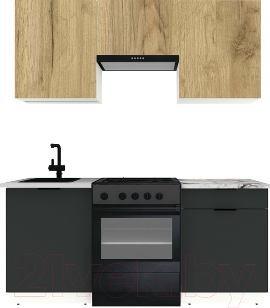 Изображение товара Кухонный гарнитур ВерсоМебель Эко-2 1.8 (дуб крафт золотой/антрацит/ст.альберика)