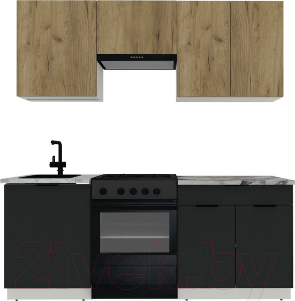 Изображение товара Кухонный гарнитур ВерсоМебель Эко-2 2.0 (дуб крафт золотой/антрацит/ст.альберика)
