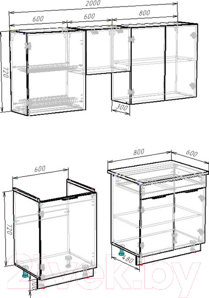 Изображение товара Кухонный гарнитур ВерсоМебель Эко-2 2.0 (бетонный камень/дуб эвок прибрежный/ст. мрамор итальянский)