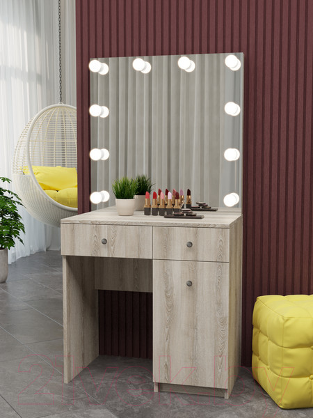 Изображение товара Туалетный столик с зеркалом Мир Мебели С подсветкой 21 ZS