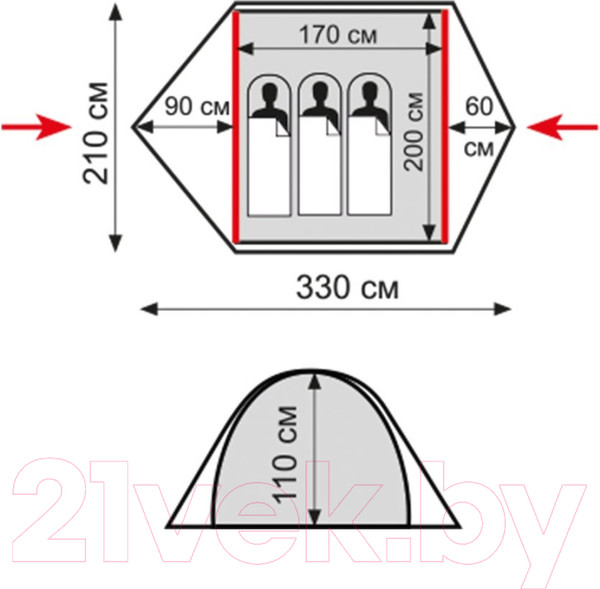 Изображение товара Палатка Tramp Ranger 3 V2 2022 / TRT-126