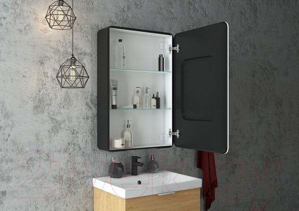 Изображение товара Шкаф с зеркалом для ванной Континент Eltoro Black Led 56x86 R