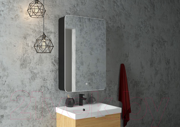 Изображение товара Шкаф с зеркалом для ванной Континент Eltoro Black Led 56x86 R