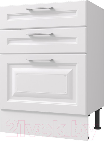 Изображение товара Шкаф-стол кухонный Горизонт Мебель Классик 60 3 ящика (белый эмалит)