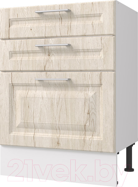 Изображение товара Шкаф-стол кухонный Горизонт Мебель Классик 60 3 ящика (рустик молочный)