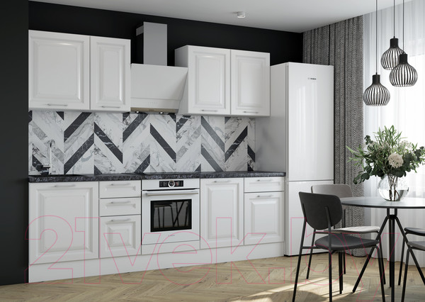 Изображение товара Шкаф-пенал кухонный Горизонт Мебель Классик 45 (белый эмалит)