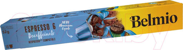 Изображение товара Кофе в капсулах Belmio Espresso Decaffeinato стандарт Nespresso (10x5.2г)