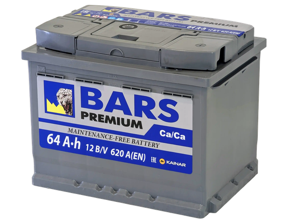 Изображение товара Автомобильный аккумулятор BARS Premium 64 R / 064 13 27 01 0021 09 11 0 L (64 А/ч)