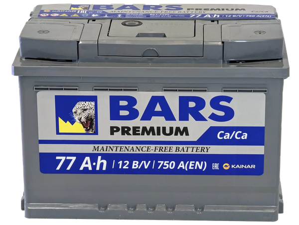 Изображение товара Автомобильный аккумулятор BARS Premium 77 R / 077 231 09 0 L (77 А/ч)