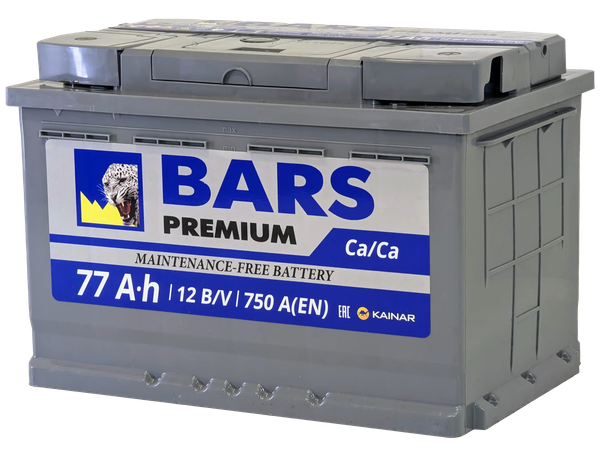 Изображение товара Автомобильный аккумулятор BARS Premium 77 R / 077 231 09 0 L (77 А/ч)