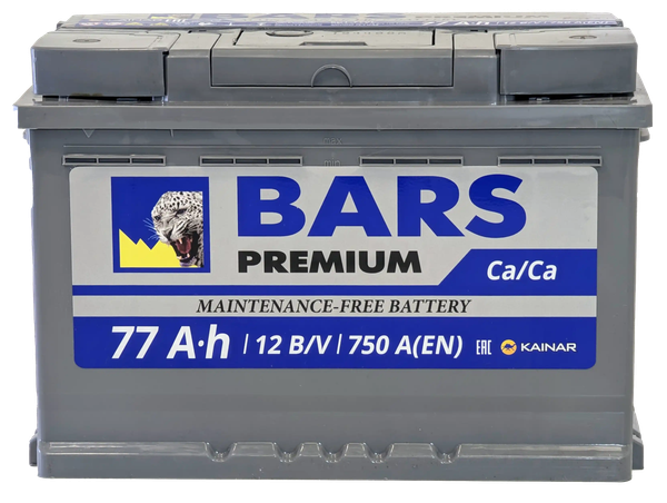 Изображение товара Автомобильный аккумулятор BARS Premium 77 R / 077 231 09 0 L (77 А/ч)