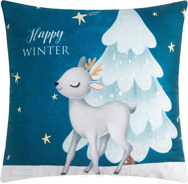 Изображение товара Подушка декоративная Этель Happy Winter / 7787633 (40x40, велюр)
