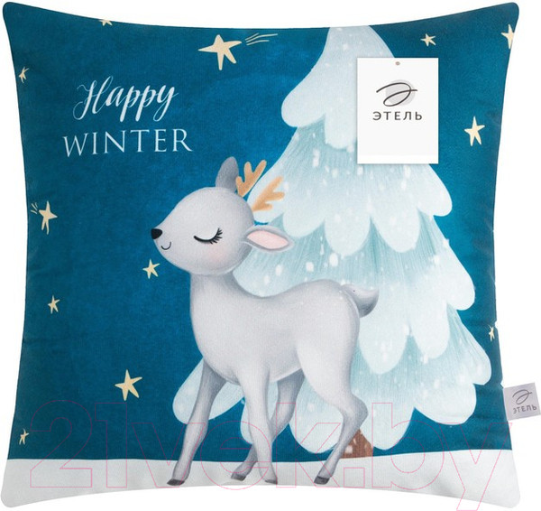 Изображение товара Подушка декоративная Этель Happy Winter / 7787633 (40x40, велюр)