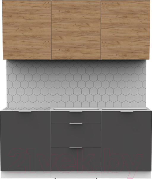 Изображение товара Кухонный гарнитур Интермебель Микс Топ-4 1.8м без столешницы (дуб крафт золотой/графит серый)