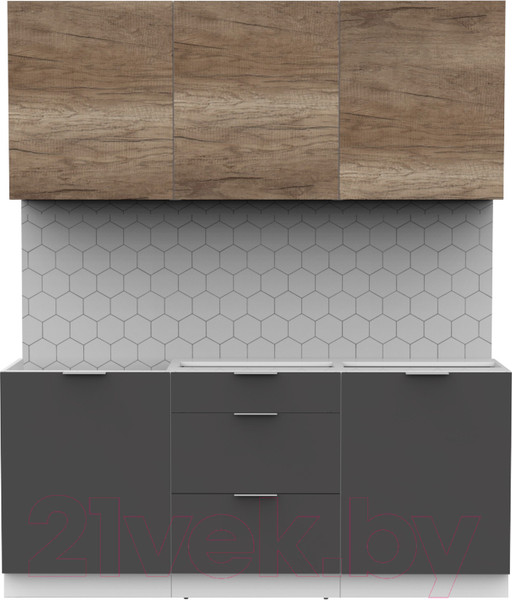 Изображение товара Кухонный гарнитур Интермебель Микс Топ-4 1.8м без столешницы (дуб каньон/графит серый)