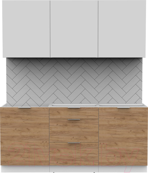 Изображение товара Кухонный гарнитур Интермебель Микс Топ-4 1.8м без столешницы (белый премиум/дуб крафт золотой)