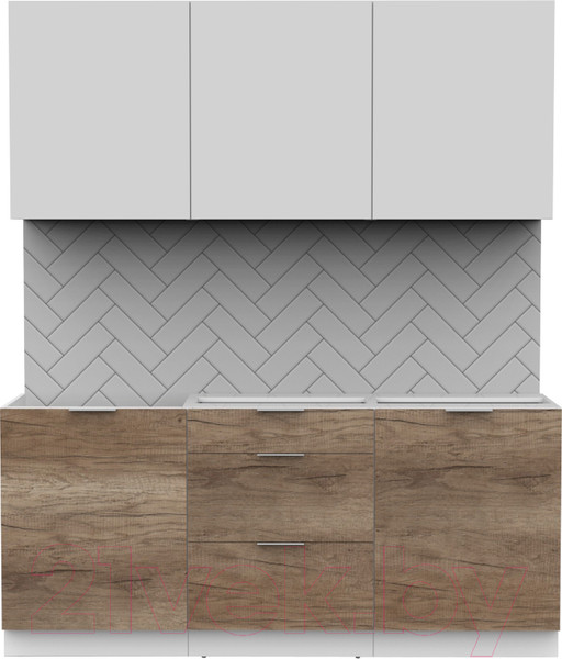 Изображение товара Кухонный гарнитур Интермебель Микс Топ-4 1.8м без столешницы (белый премиум/дуб каньон)