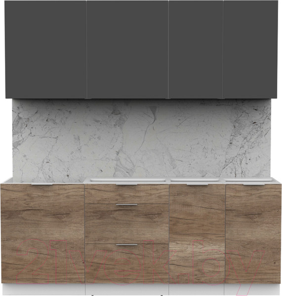 Изображение товара Кухонный гарнитур Интермебель Микс Топ-5 2.0м без столешницы (графит серый/дуб каньон)