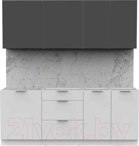 Изображение товара Кухонный гарнитур Интермебель Микс Топ-5 2.0м без столешницы (графит серый/белый премиум)