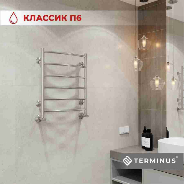 Изображение товара Полотенцесушитель водяной Terminus Классик П6 500x600 (RAL 9005)