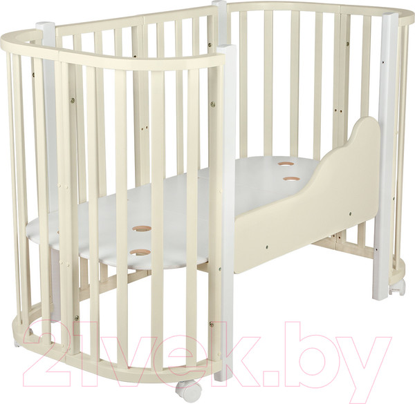 Изображение товара Детская кроватка INDIGO Baby Lux 3 в 1 (слоновая кость/белые стойки)