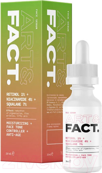 Изображение товара Сыворотка для лица Art&Fact Retinol 1%+Niacinamide 4%+Squalane 7% Антивозрастная (30мл)
