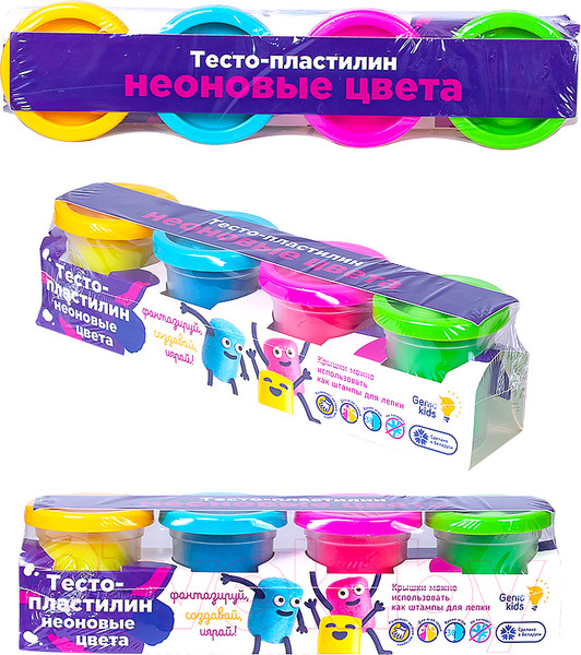 Изображение товара Набор для лепки Genio Kids Тесто-пластилин. Неоновые цвета / TA1016V