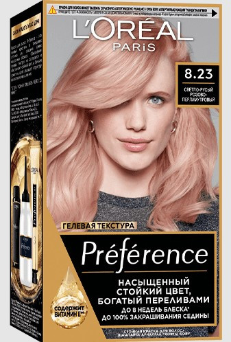 Изображение товара Гель-краска для волос L'Oreal Paris Preference 8.23 (розовое золото)