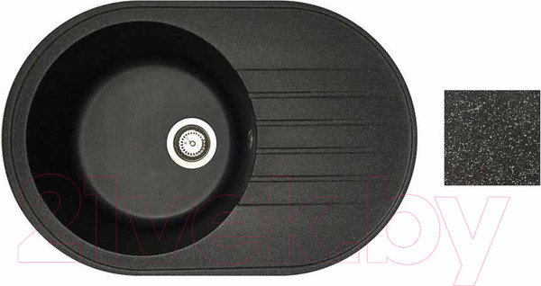 Изображение товара Мойка кухонная со смесителем БелЭворс Rondo L + смеситель W4998-3-22 (черный)