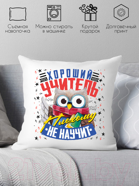 Изображение товара Подушка декоративная Print Style Хороший учитель плохому не научит / 40x40plat6