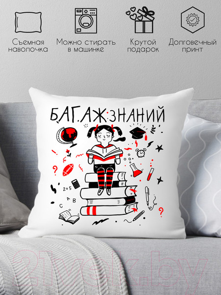 Изображение товара Подушка декоративная Print Style Багаж знаний / 40x40plat9