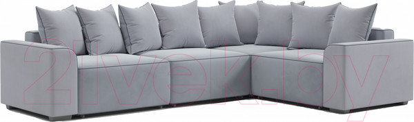 Изображение товара Диван угловой Мебельград Монреаль-3 Стандарт (вертикаль серый/мора серый/велютто темно-серый)