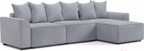 Изображение товара Диван угловой Мебельград Монреаль-4 Стандарт (вертикаль серый/мора серый/велютто темно-серый)