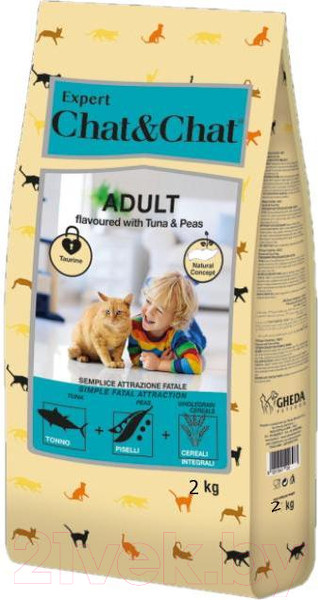 Изображение товара Сухой корм для кошек Chat&Chat Expert для взрослых кошек с тунцом и горохом (2кг)
