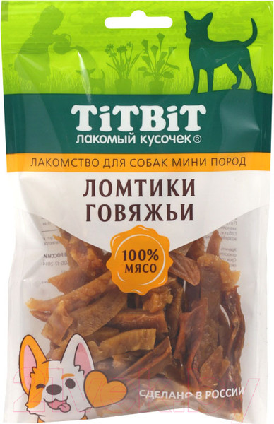 Изображение товара Лакомство для собак TiTBiT Ломтики говяжьи для собак мини пород / 24539 (70г)