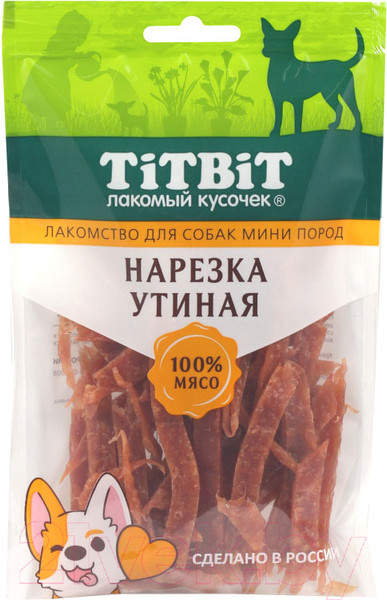 Изображение товара Лакомство для собак TiTBiT Нарезка утиная для собак мини пород / 24584 (70г)