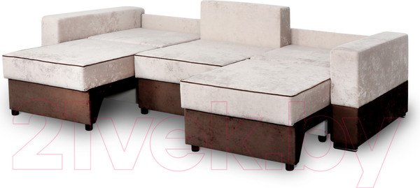 Изображение товара Диван Мебельград Бостон 2400 Стандарт (тиффани бежевый/тиффани бежевый/тиффани коричневый)