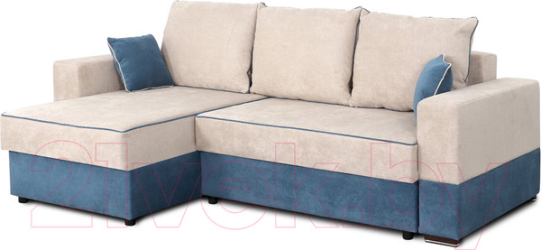 Изображение товара Диван угловой Мебельград Бостон Стандарт (торонто бежевый/торонто бежевый/торонто голубой)