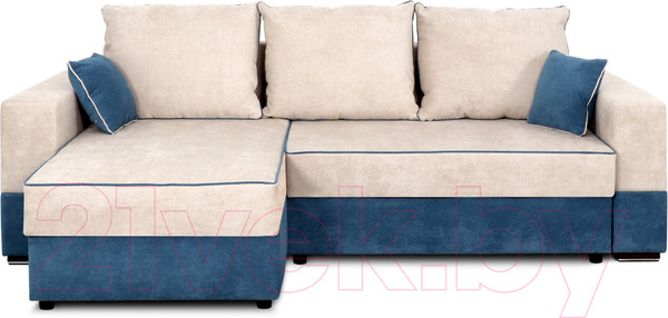 Изображение товара Диван угловой Мебельград Бостон Стандарт (торонто бежевый/торонто бежевый/торонто голубой)